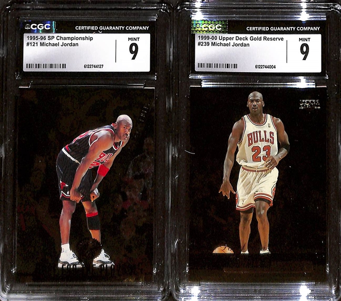 Lot of (5) 1994-2000 CGC Graded Michael Jordan Basketball Cards w. 1995-96 Hoops Top Ten #AR7 CGC 8.5