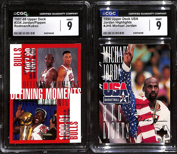 Lot of (5) 1994-2000 CGC Graded Michael Jordan Basketball Cards w. 1995-96 Hoops Top Ten #AR7 CGC 8.5