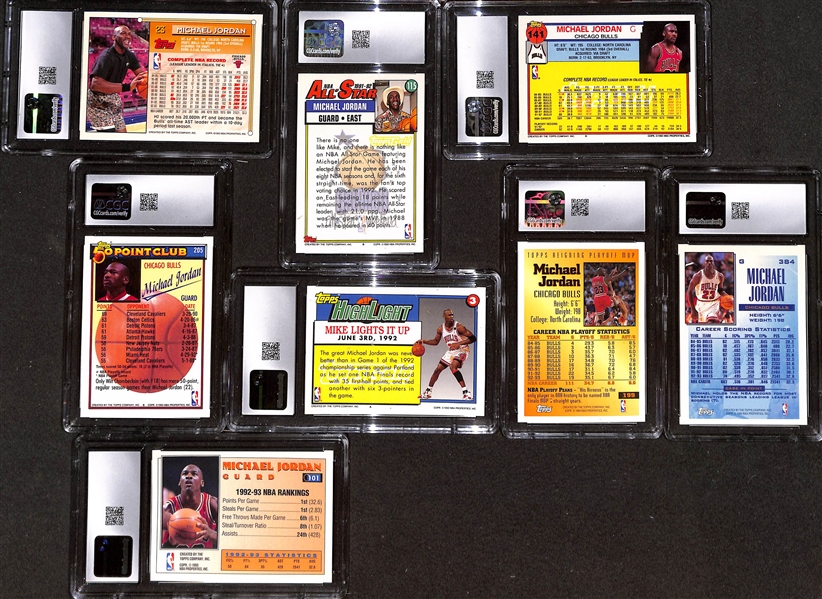 Lot of (8) 1992-94 Topps Gold CGC Graded Michael Jordan Basketball Cards w. a 1993-94 Topps Gold #23 CGC 9 & 1992-93 Topps Gold #115 All-Star CGC 9
