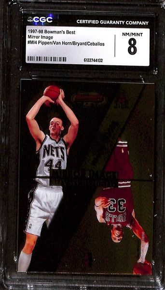 Lot of (4) 1996-98 CGC Graded Kobe Bryant Basketball Cards w. 1996-97 Topps Finest #74 CGC 9