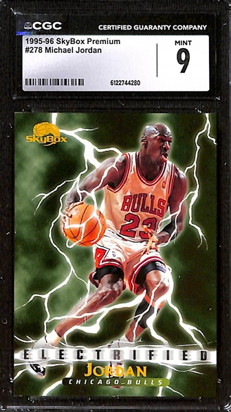 Lot of (3) CGC Graded Michael Jordan Cards w. 1995-96 Fleer Ultra Scoring Kings #4 Hot Pack CGC 8