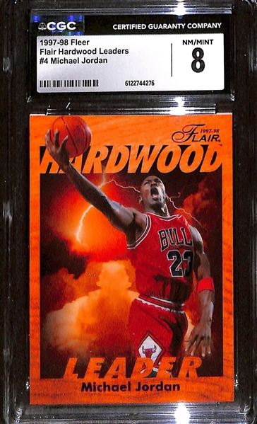 Lot of (3) CGC Graded Michael Jordan Cards w. 1995-96 Fleer Ultra Scoring Kings #4 Hot Pack CGC 8