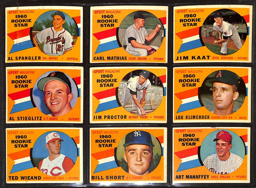 Lot of (391) Different 1960 Topps Baseball Cards w. Carl Yastrzemski Rookie & Willie McCovey Rookie Card