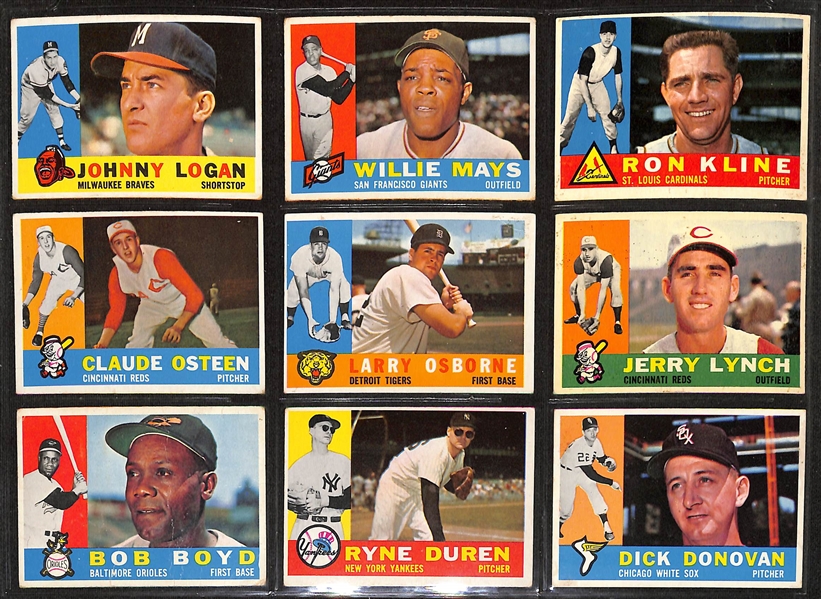Lot of (391) Different 1960 Topps Baseball Cards w. Carl Yastrzemski Rookie & Willie McCovey Rookie Card
