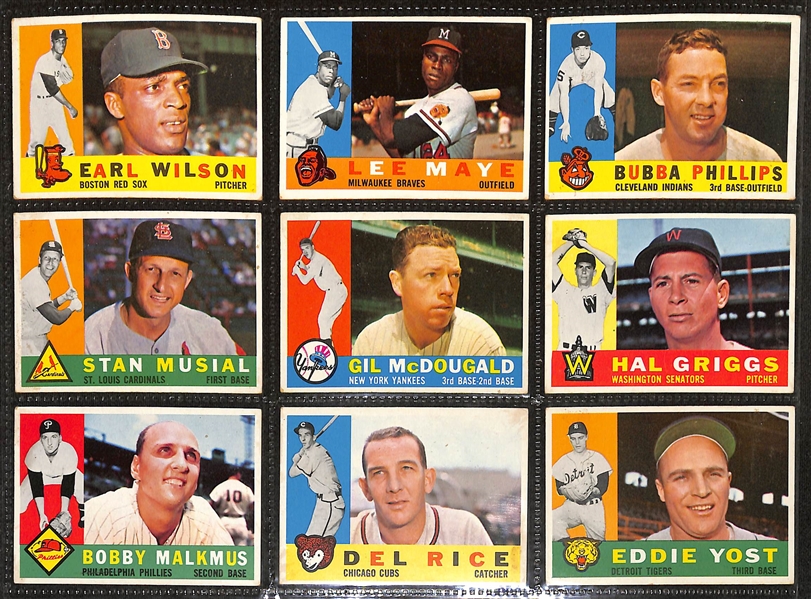 Lot of (391) Different 1960 Topps Baseball Cards w. Carl Yastrzemski Rookie & Willie McCovey Rookie Card