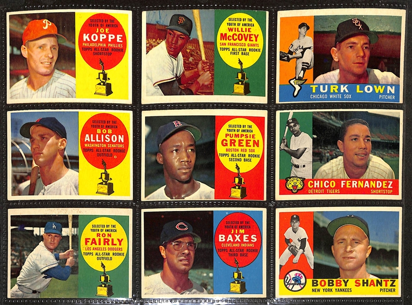 Lot of (391) Different 1960 Topps Baseball Cards w. Carl Yastrzemski Rookie & Willie McCovey Rookie Card
