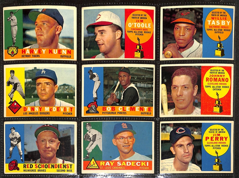 Lot of (391) Different 1960 Topps Baseball Cards w. Carl Yastrzemski Rookie & Willie McCovey Rookie Card