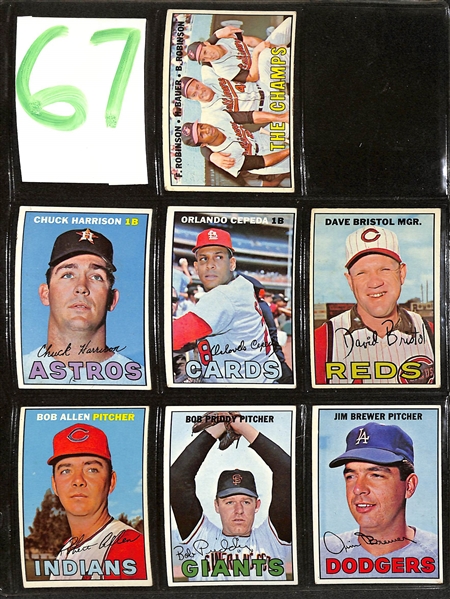 Lot of (200+) Different 1967 Topps Baseball Cards w. Mickey Mantle & Brooks Robinson