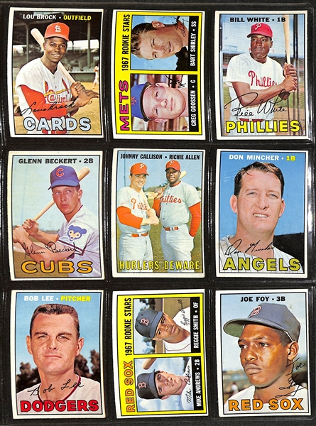 Lot of (200+) Different 1967 Topps Baseball Cards w. Mickey Mantle & Brooks Robinson