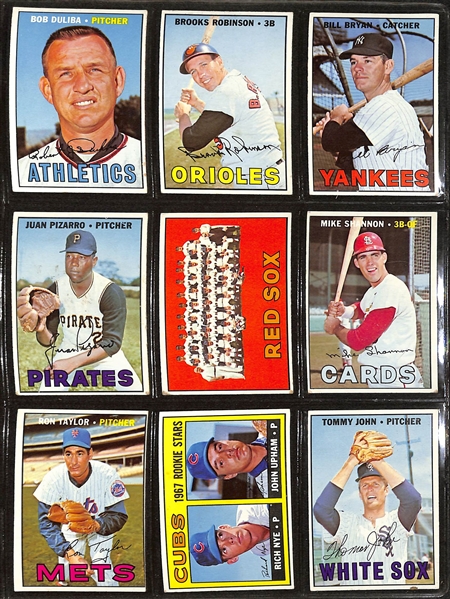 Lot of (200+) Different 1967 Topps Baseball Cards w. Mickey Mantle & Brooks Robinson