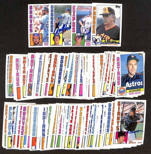 Lot of 100+ 1984 Topps Baseball Cards w. D. Williams, Francona, Hooton, Garber, + (JSA Auction Letter)