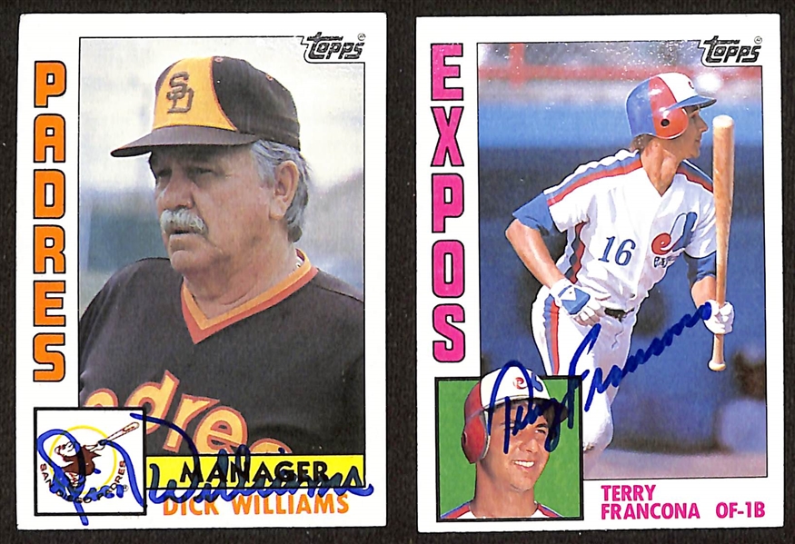 Lot of 100+ 1984 Topps Baseball Cards w. D. Williams, Francona, Hooton, Garber, + (JSA Auction Letter)