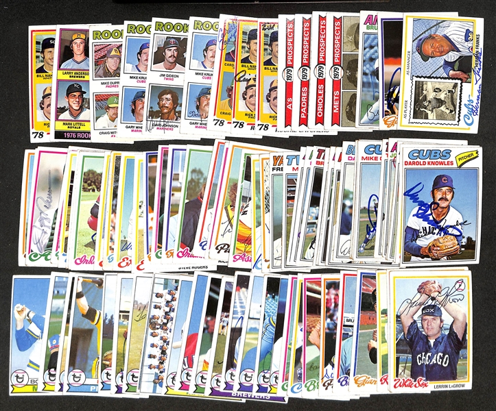 80+ Signed 1977-1979 Topps Baseball Cards w. Herman Franks, D. Evans, Boche, 13 Rookie Cards (JSA Auction Letter)