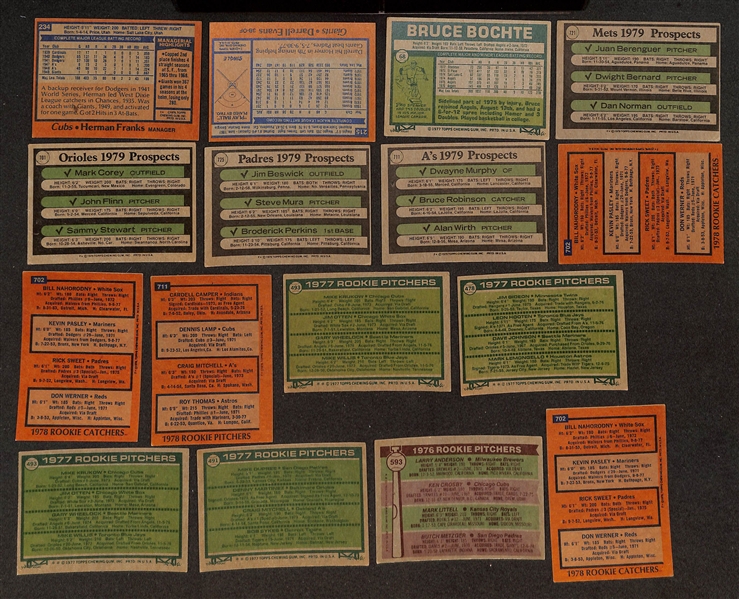 80+ Signed 1977-1979 Topps Baseball Cards w. Herman Franks, D. Evans, Boche, 13 Rookie Cards (JSA Auction Letter)