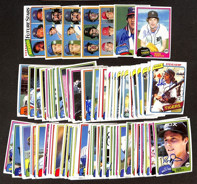 90+ Signed 1980 & 1981 Topps Baseball Cards w. Fidrych, Hough, 5 Rookie Cards (JSA Auction Letter)