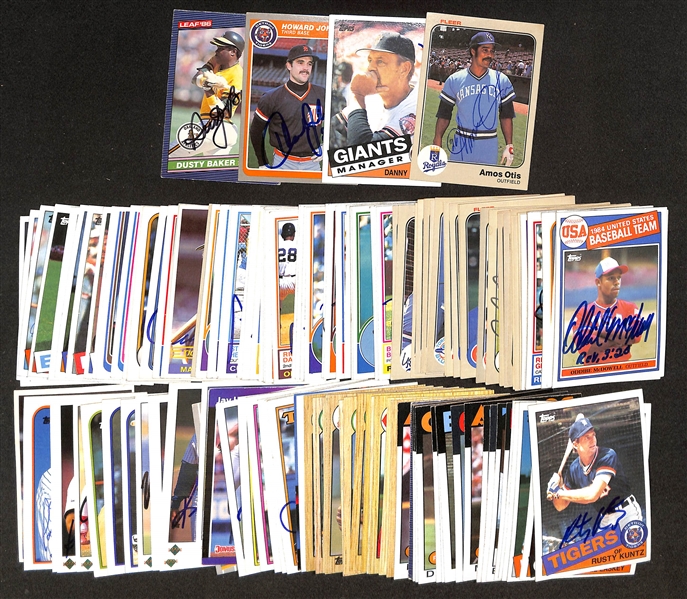 125+ Signed 1983-1989 Baseball Cards w. D. Baker, H. Johnson, Ozark, Otis, + (JSA Auction Letter)