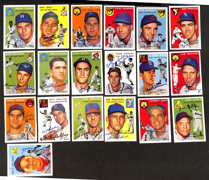 50+ Signed Topps Archives 1953-54 Reprint Baseball Cards w. Shea, Dropo, Raffensberger, Rivera, Rhodes, Jay, Hemus, + (JSA Auction Letter)