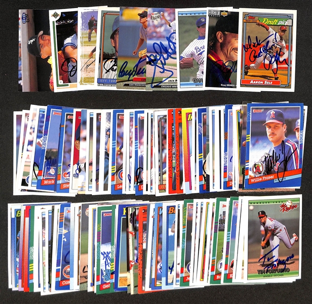 100+ Signed Baseball Cards (Mostly 1990s) w. Magglio Ordonez, Jimmy Key, Frank Tanana, Torborg, Snyder, McDowell, Plesac, Drabek, Sele, + (JSA Auction Letter)