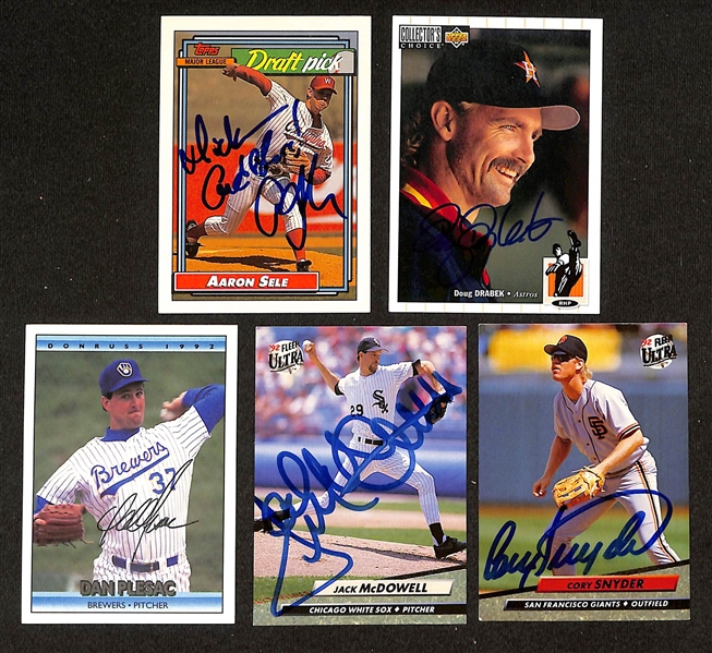 100+ Signed Baseball Cards (Mostly 1990s) w. Magglio Ordonez, Jimmy Key, Frank Tanana, Torborg, Snyder, McDowell, Plesac, Drabek, Sele, + (JSA Auction Letter)