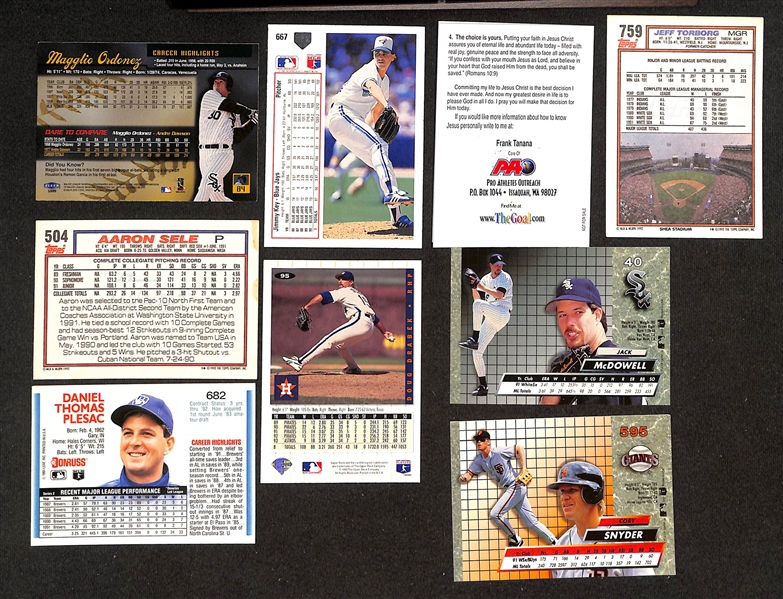 100+ Signed Baseball Cards (Mostly 1990s) w. Magglio Ordonez, Jimmy Key, Frank Tanana, Torborg, Snyder, McDowell, Plesac, Drabek, Sele, + (JSA Auction Letter)