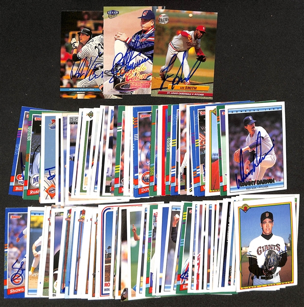 90+ Signed Baseball Cards (Mostly 1990s) w. Lee Smith, Bartolo Colon, Robin Ventura, + (JSA Auction Letter)