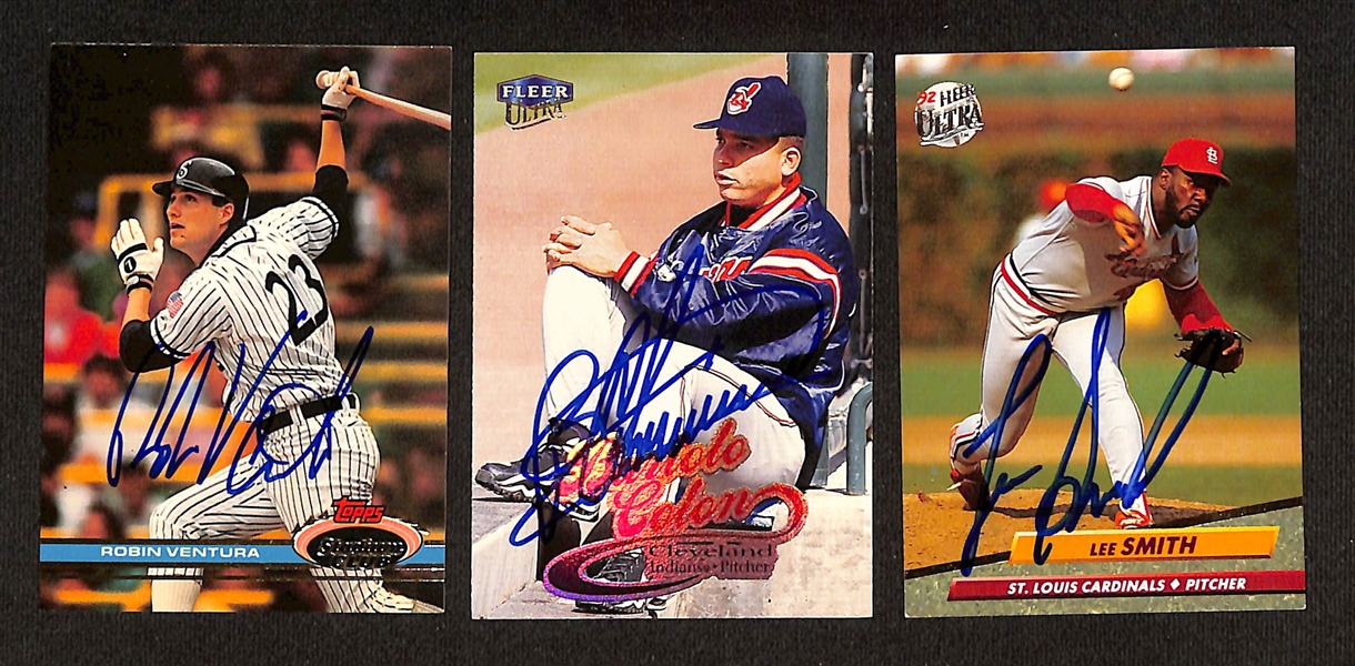 90+ Signed Baseball Cards (Mostly 1990s) w. Lee Smith, Bartolo Colon, Robin Ventura, + (JSA Auction Letter)