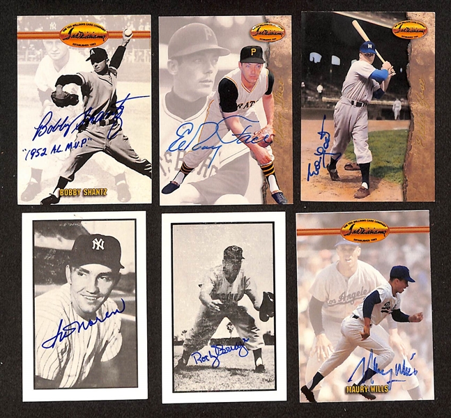 30 Signed Old-Timer Baseball Cards w. Burdette, Floyd Baker, Batts, Nuxhall, Smalley, Suder, Shantz, Face, Lopat, Noren, Bridges, Wills, Marion, Ray Boone, Parnell, + (JSA Auction Letter)