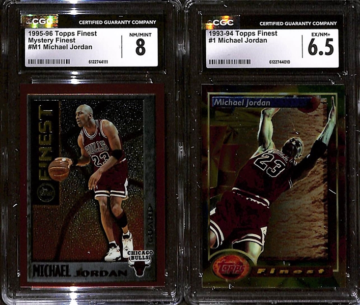 Lot of (5) 1993-95 Topps CGC Graded Michael Jordan Basketball Cards w. 1994-95 Topps Finest #331 w.Coating CGC 8