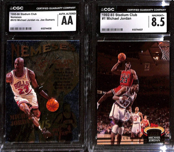 Lot of (5) 1992-98 CGC Graded Michael Jordan Basketball Cards w. 1997-98 SkyBox E-X2001 #9 CGC 8.5