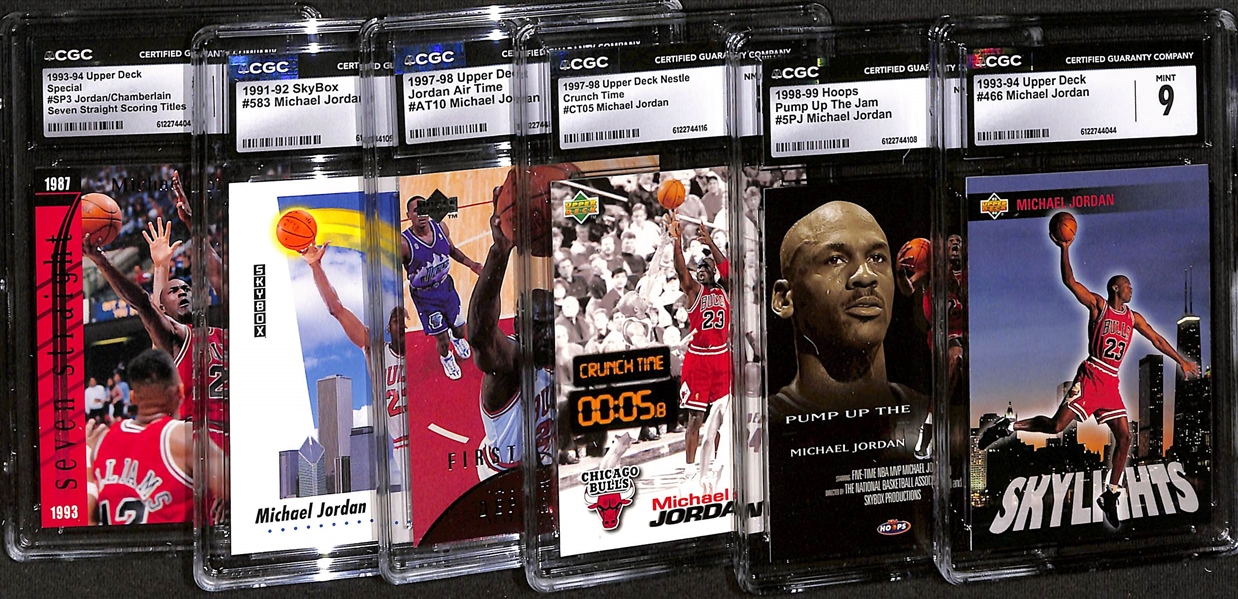 Lot of (6) 1991-94 CGC Graded Michael Jordan Basketball Cards w. 1993-94 Upper Deck #466 CGC 9