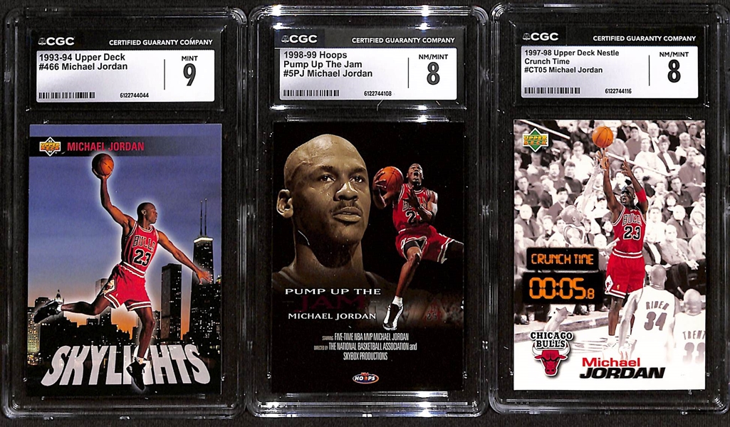 Lot of (6) 1991-94 CGC Graded Michael Jordan Basketball Cards w. 1993-94 Upper Deck #466 CGC 9