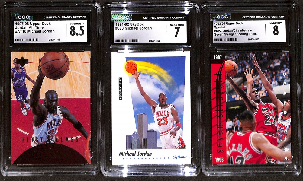 Lot of (6) 1991-94 CGC Graded Michael Jordan Basketball Cards w. 1993-94 Upper Deck #466 CGC 9
