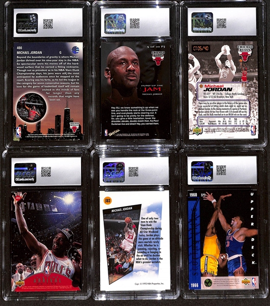 Lot of (6) 1991-94 CGC Graded Michael Jordan Basketball Cards w. 1993-94 Upper Deck #466 CGC 9
