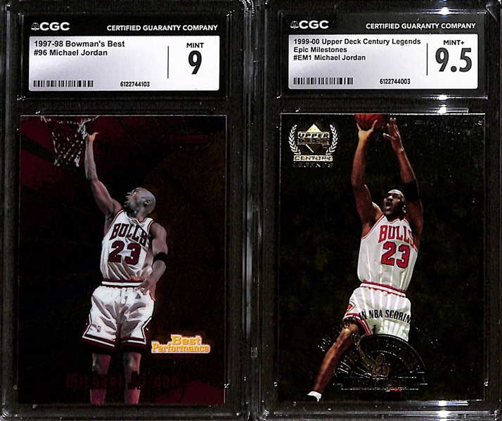 Lot of (4) 1993-2000 CGC Graded Michael Jordan Basketball Cards w. 1997-98 Bowman's Best #96 CGC 9