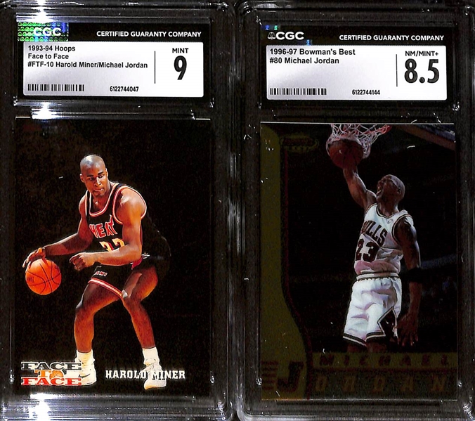 Lot of (4) 1993-2000 CGC Graded Michael Jordan Basketball Cards w. 1997-98 Bowman's Best #96 CGC 9