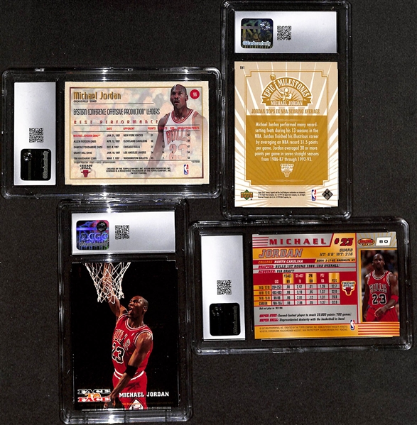 Lot of (4) 1993-2000 CGC Graded Michael Jordan Basketball Cards w. 1997-98 Bowman's Best #96 CGC 9