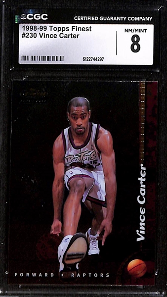 Lot w. (2) 1998-99 CGC Graded 8 Vince Carter Rookie Basketball Cards