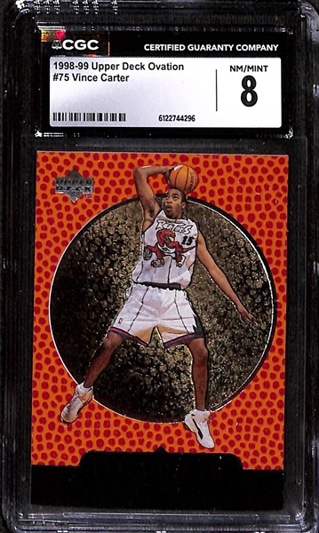Lot w. (2) 1998-99 CGC Graded 8 Vince Carter Rookie Basketball Cards