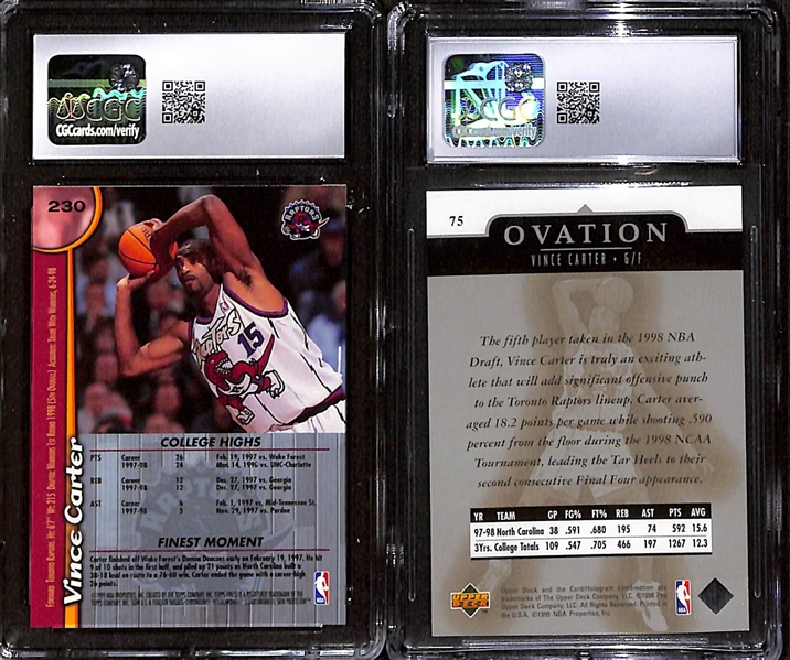 Lot w. (2) 1998-99 CGC Graded 8 Vince Carter Rookie Basketball Cards