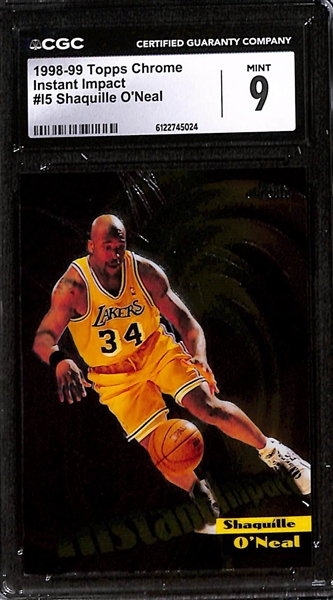 1998-99 Topps Chrome Shaquille O'Neal Instant Impact CGC 9 & 1993-94 Fleer Ultra Shaquille O'Neal Scoring Kings CGC 8.5