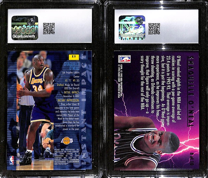 1998-99 Topps Chrome Shaquille O'Neal Instant Impact CGC 9 & 1993-94 Fleer Ultra Shaquille O'Neal Scoring Kings CGC 8.5