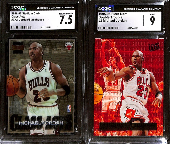 Lot of (6) 1993-98 CGC Graded Michael Jordan Basketball Cards w. 1993-94 Fleer Ultra All-Defensive Team #2 CGC 7