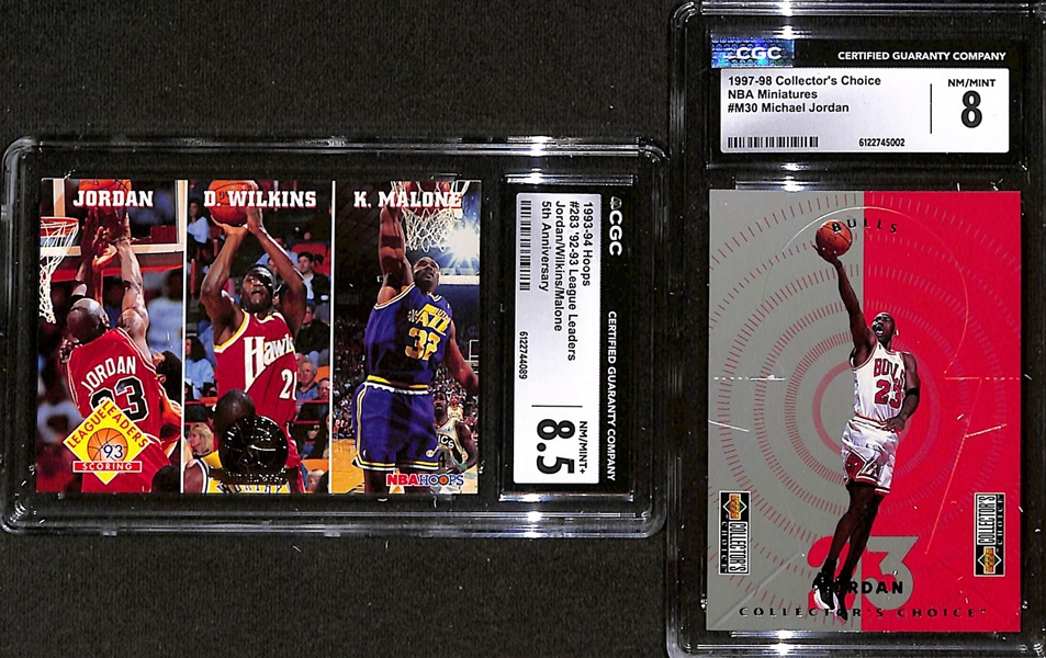 Lot of (6) 1993-98 CGC Graded Michael Jordan Basketball Cards w. 1993-94 Fleer Ultra All-Defensive Team #2 CGC 7