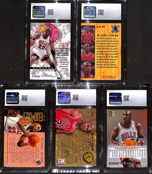 Lot of (5) 1992-98 CGC Graded Michael Jordan Basketball Cards w. 1995-96 SkyBox E-XL Blue CGC 9