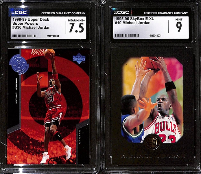 Lot of (5) 1993-99 CGC Graded Michael Jordan Basketball Cards w. 1993-94 Upper Deck Locker Talk CGC 8