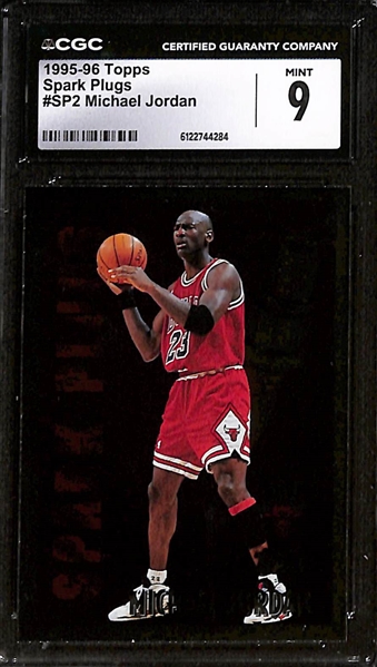 (3) 1992-96 CGC Graded Michael Jordan Basketball Cards w. 1995-96 Topps Spark Plugs #SP2 CGC 9
