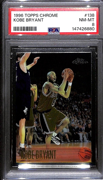 1996-97 Topps Chrome Kobe Bryant Rookie Card #138 Graded PSA 8