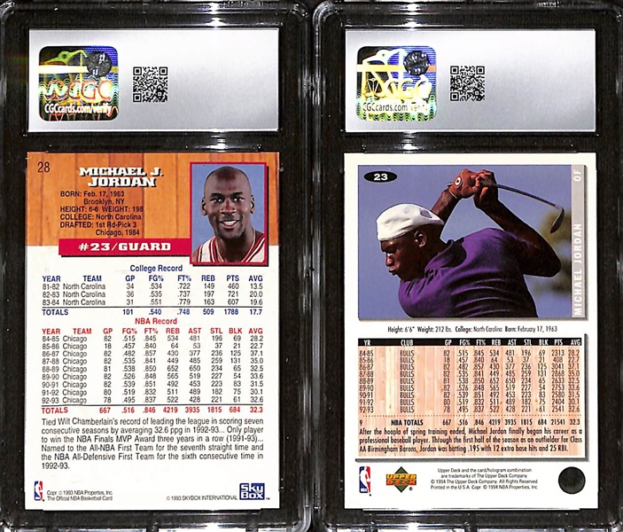 1993-94 Hoops Michael Jordan 5th Anniversary #28 CGC 9.5 & 1994-95 Collector's Choice Michael Jordan #23 Silver Signature CGC 10