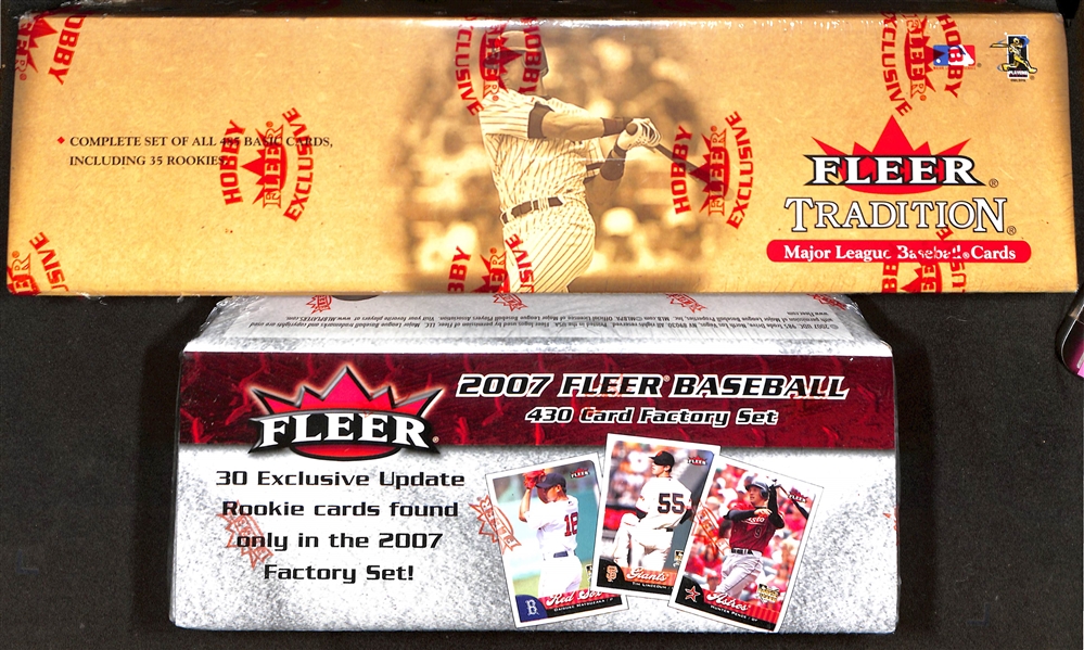 2 Fleer Baseball Complete Factory Sealed Sets - 2001 Fleer Tradition (Pujols & Ichiro Rookie Cards) & 2007 Fleer 