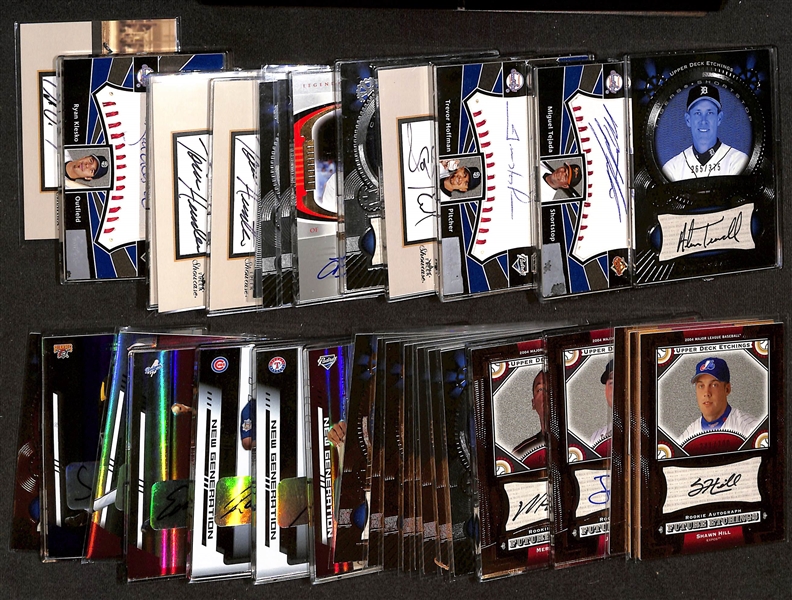 (34) 2004 Baseball Manufacturer Certified Autograph Cards w. Trammell, Tejada, T. Hoffman, Rolen, Santo, F. Lynn, Gooden, Kingman, Hudson, (2) T. Hunter, B. Webb, Klesko, +